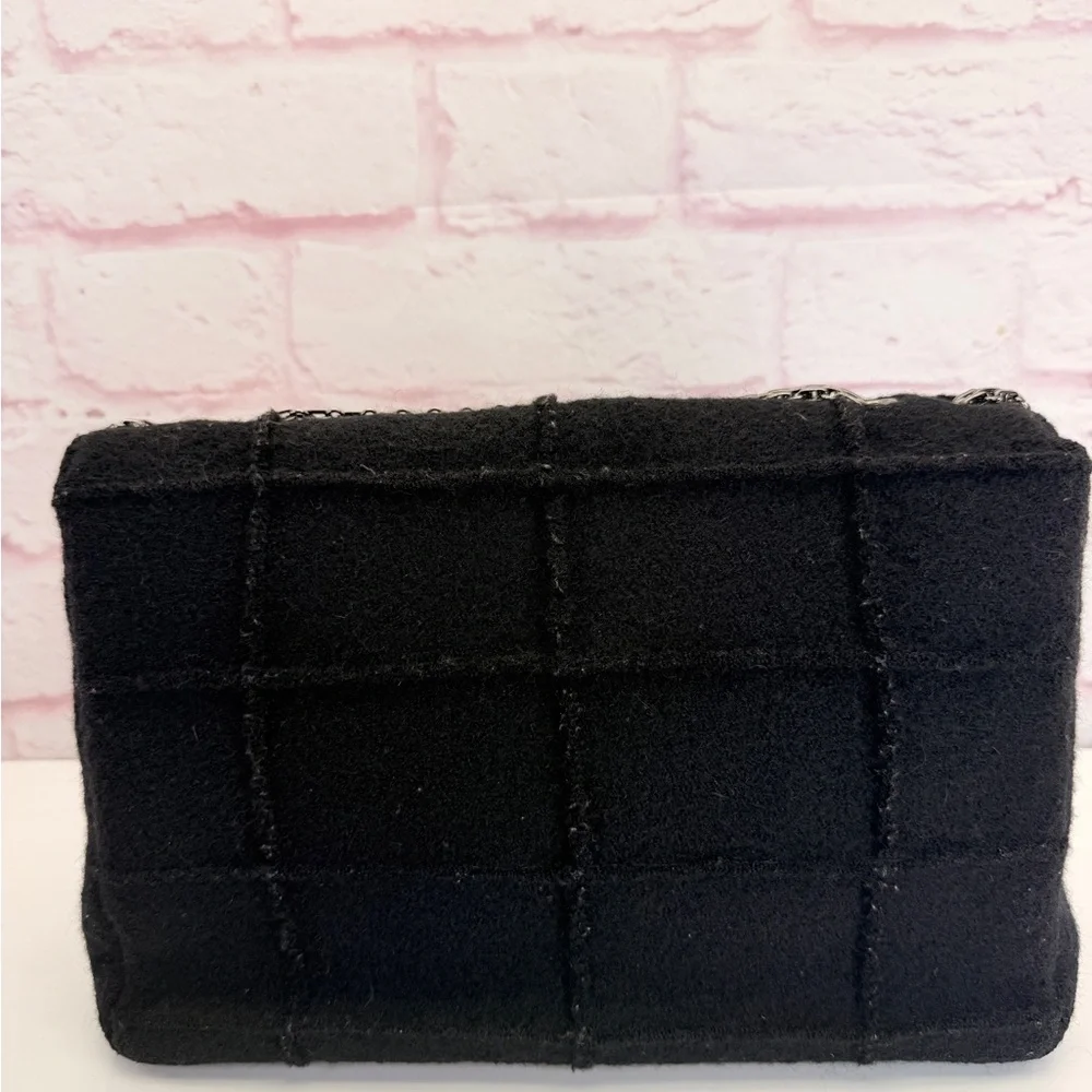 Chanel Wool Jumbo Chocolate Bar Mademoiselle Flap Black